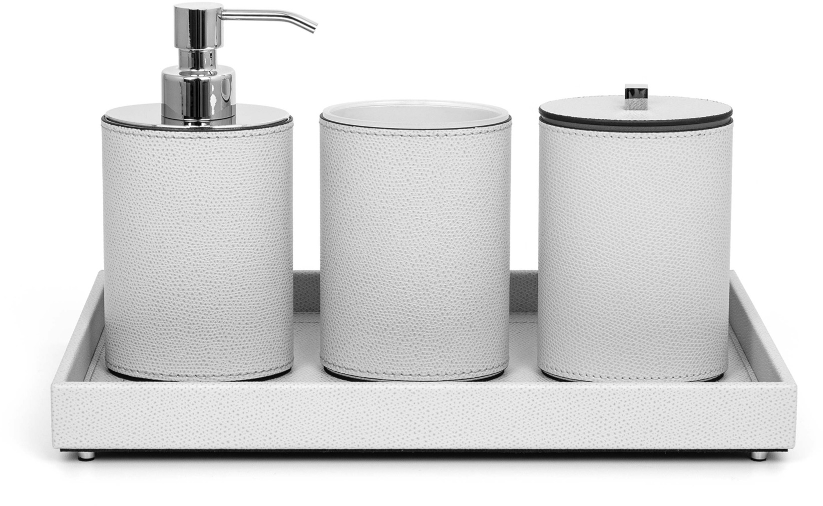 Овальный комплект для ванной комнаты Poseidon - 30X18,5XH15 см / зернистая кожа_темно-серый