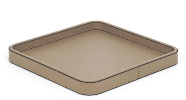 Квадратный поднос Джейн - 35x35 см / тканая кожа_темно-серый