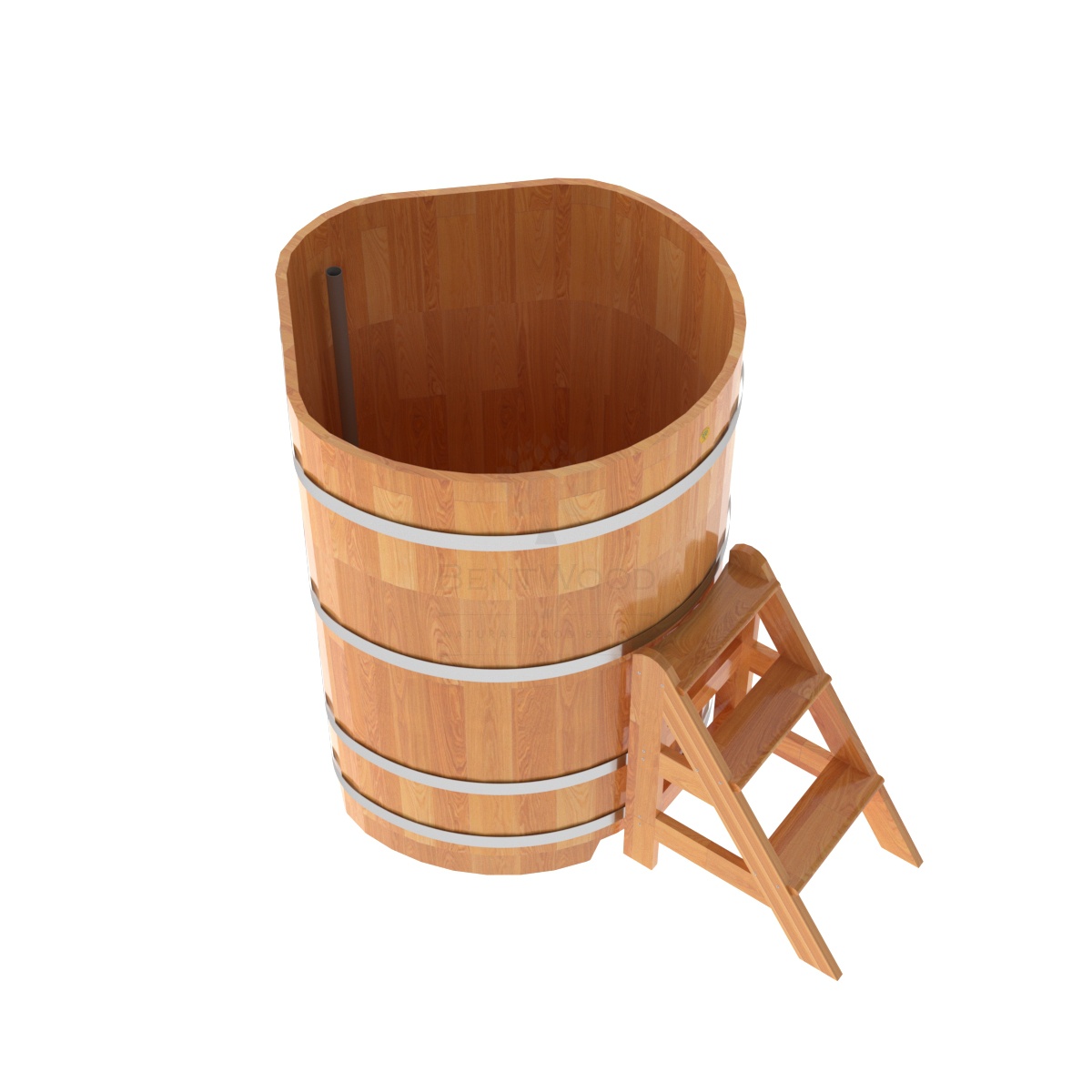 1570 Купель угловая из сращенных ламелей лиственницы 1,03х1,03х1,4 натуральная Alyarus  - Вид №1