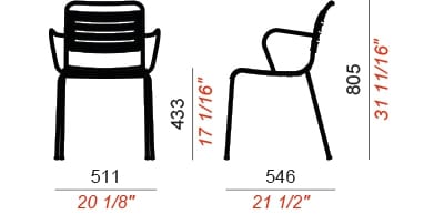 Штабелируемый стул из переработанного алюминия с подлокотниками COLOS Re-al ARCH-00058032 - Вид №5