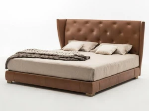 OAK Двуспальная кровать из кожи с обитым изголовьем Milano collection Sc5090