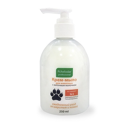 ПР0046518 Крем-мыло с маточным молочком для животных, флакон с дозатором 250мл ПЧЕЛОДАР 