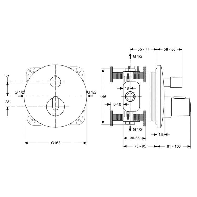 BD006XC Промо-набор 6 в 1 «ВСЕ для встройки с термостатом CERATERM Ideal Standard CERATHERM 100 NEW  - Вид №9