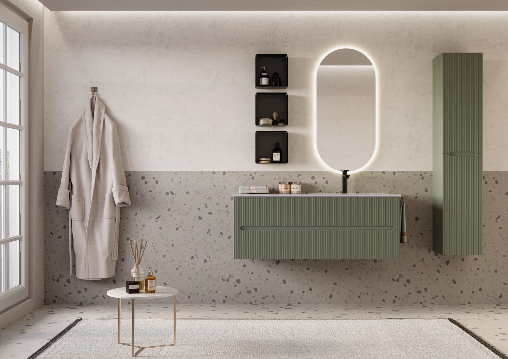 Деревянный подвесной шкаф с одной раковиной со встроенной раковиной LEGNOBAGNO Verso ARCH-00023415 - Вид №3