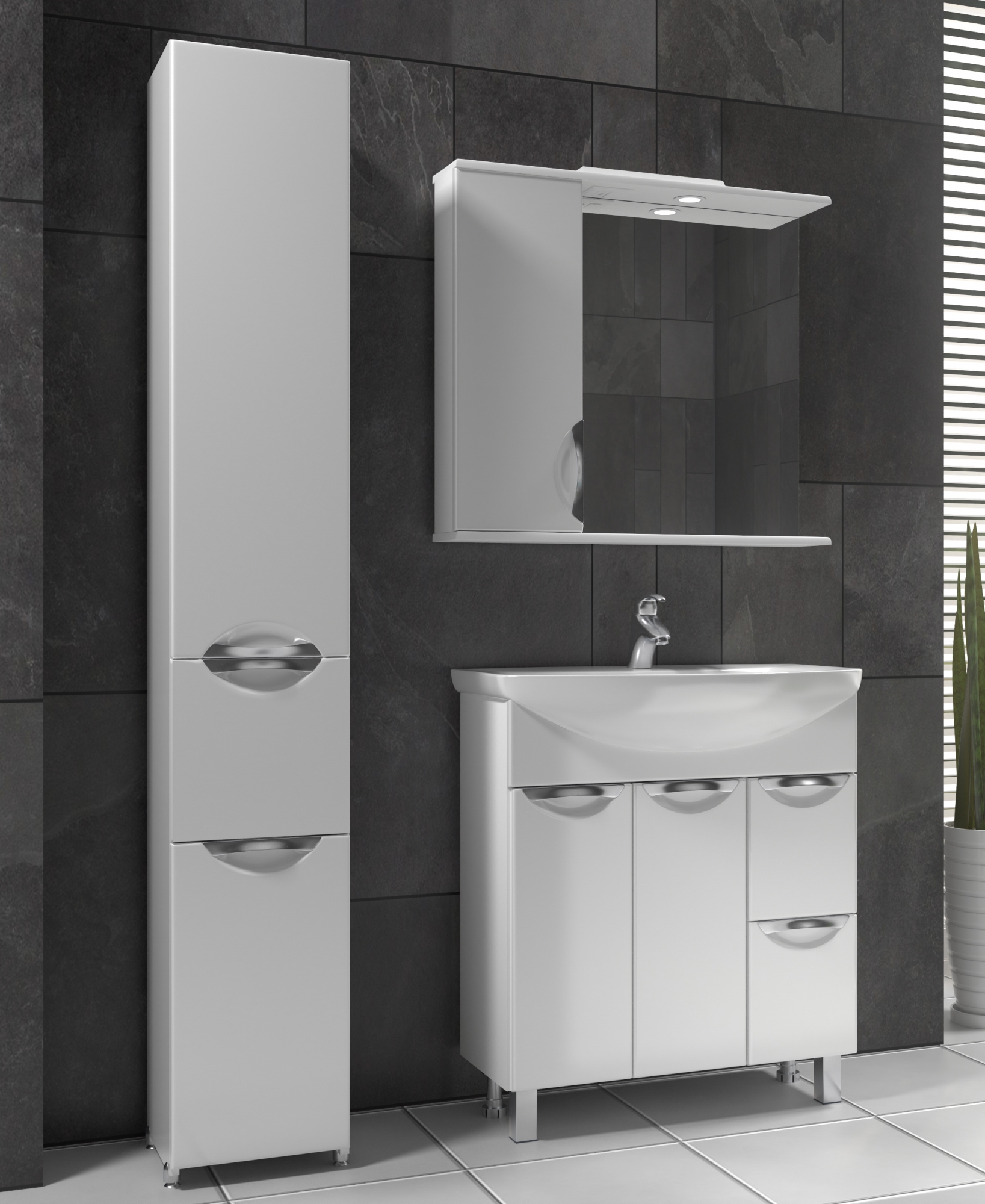 Зеркало Callao 800 new левый, со спотом800⨉150⨉700 мм белый VIGO sun-id-664584 - Вид №2