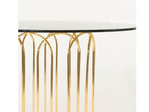 Круглый стол из латуни и стекла