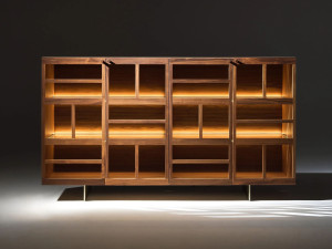 Wood and glass sideboard with integrated lighting