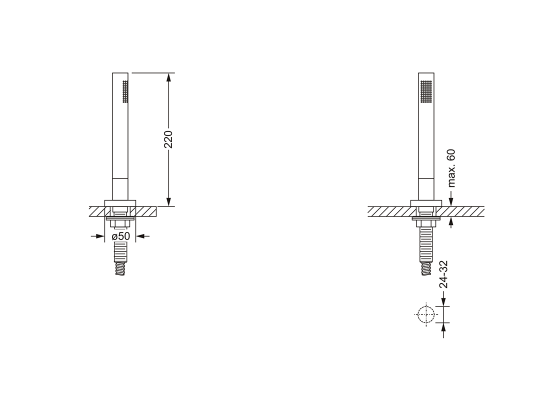 Душевой гарнитур ½", для монтажа на борт ванны JOERGER Plateau 630.40.660.000 - Вид №1
