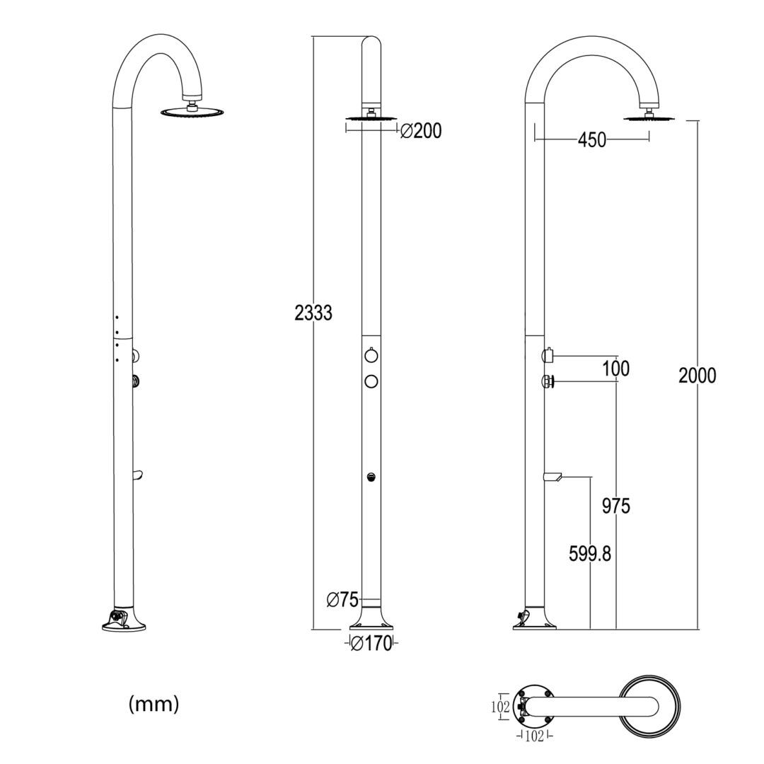 Алюминиевый душ на открытом воздухе с душем SINED LUNA TIMER P ARCH-00057139 - Вид №6