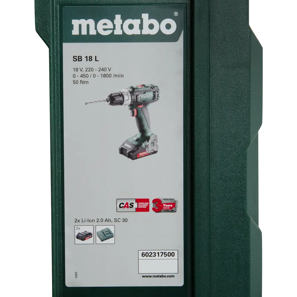 Дрель-шуруповёрт аккумуляторная ударная Metabo SB 18 L, 602317500, 18 В Li-Ion 2x2 Ач 80132212 STLM-2031809  - Вид №7