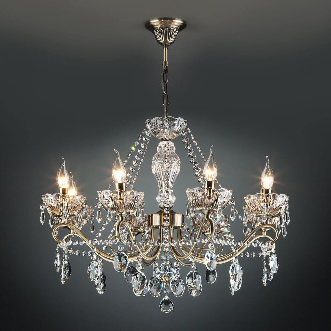 Подвесная люстра Eurosvet 10103/8 античная бронза/прозрачный хрусталь Strotskis EUROSVET ДИЗАЙНЕРСКИЕ, TEODORE 00-3887899 Бронза;прозрачный  - Вид №1