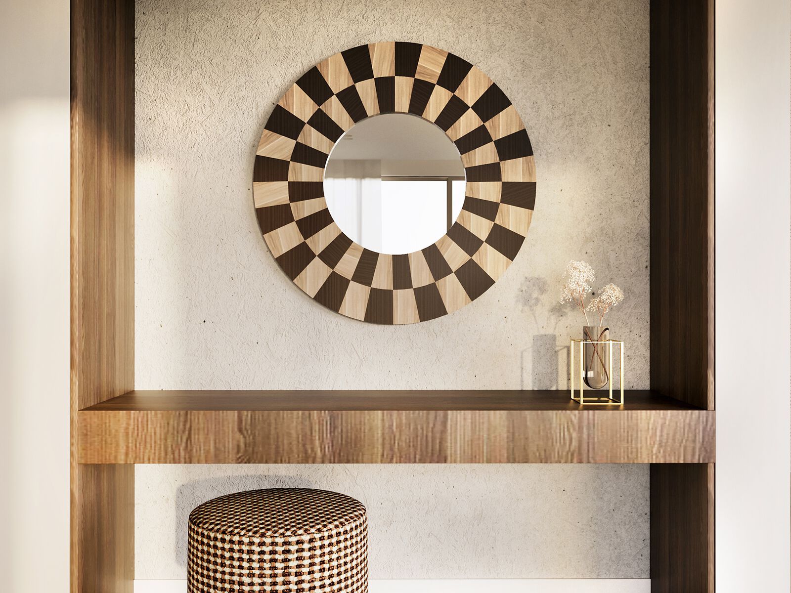 Круглое деревянное зеркало с рамкой ANA ROQUE INTERIORS ARCH-00112412 - Вид №1