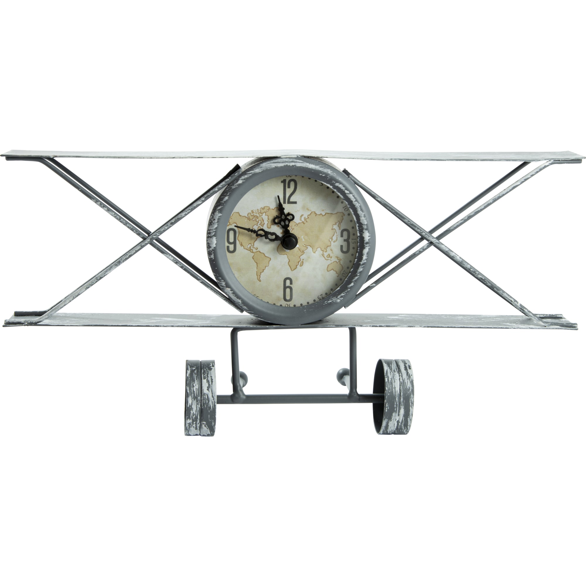 82735919 Часы настольные «Самолёт» металл серые 30х9х16 см Самолет Santreyd 