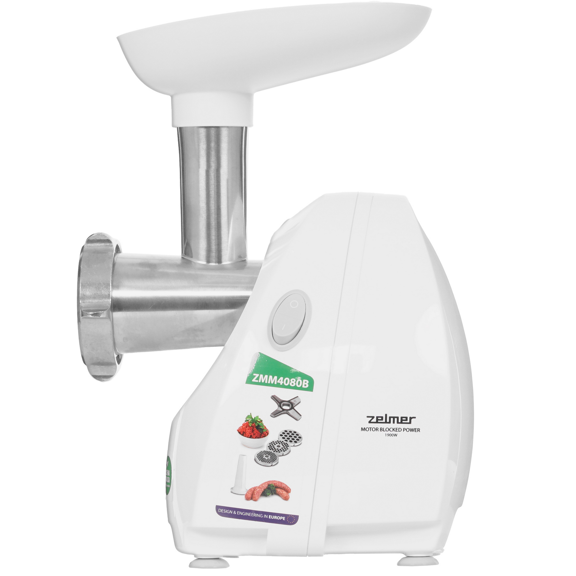 8199835 Мясорубка электрическая Zelmer ZMM4080B белый STDN-0024980 - Вид №2