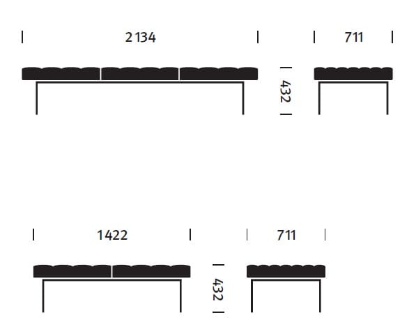 Мягкая скамейка из ткани Herman Miller смокинг ARCH-00140590 - Вид №3
