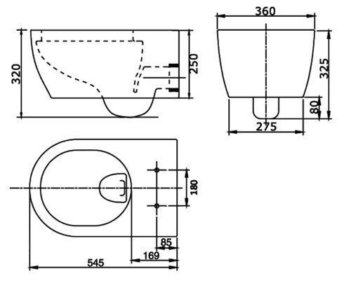 СТ2019black Подвесной унитаз безободковый SSWW CT  - Вид №3