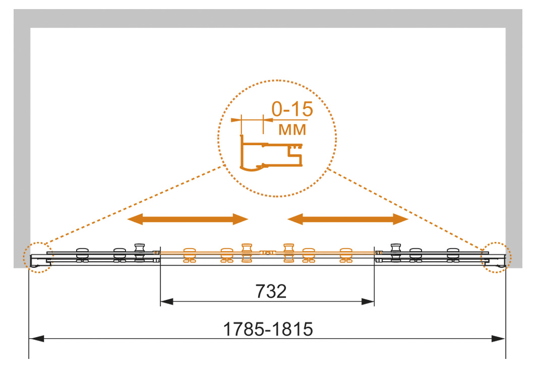 Душевая дверь в нишу CEZARES PRATICO-BF-2-180-P-Cr - Вид №8