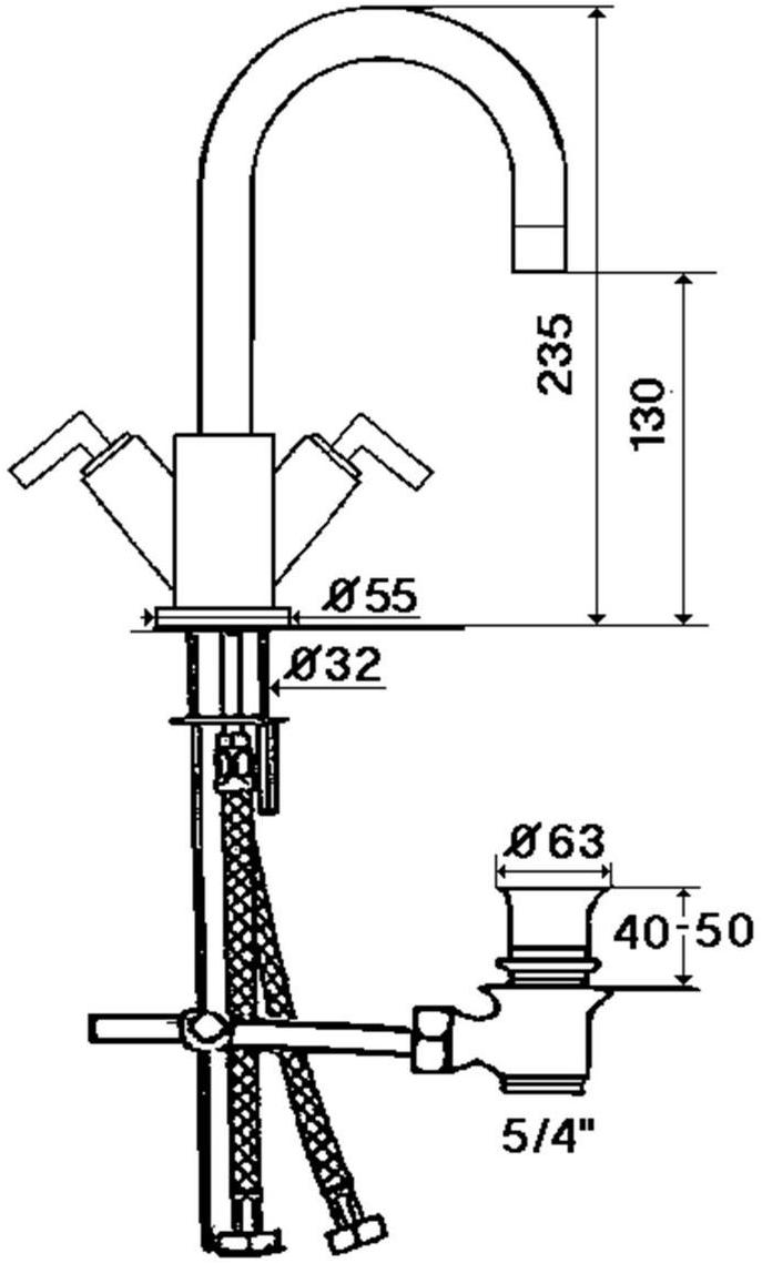 rvb Смеситель для раковины на столешницу, одно отверстие Fun 4031.--.41 - Вид №1