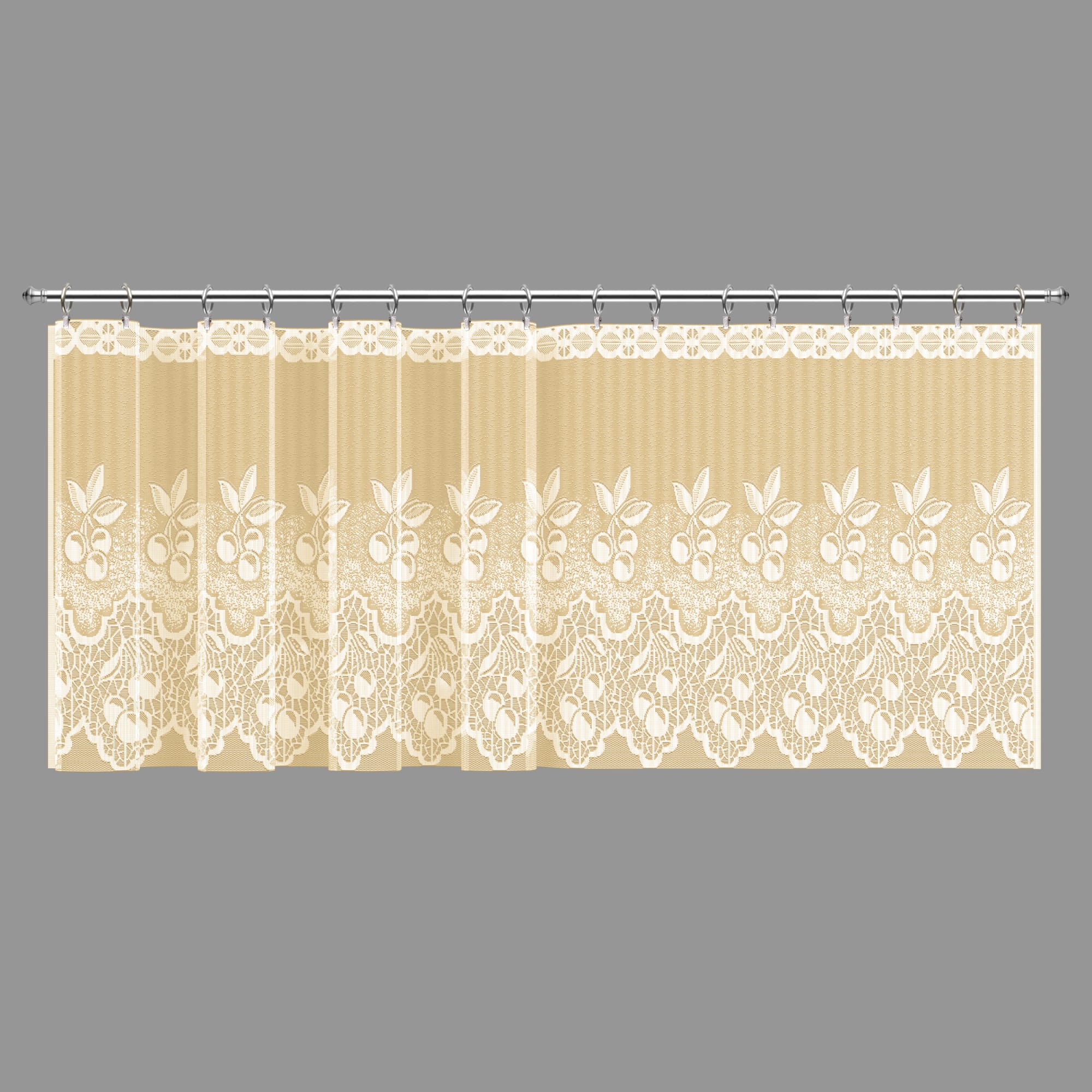 14201401 Занавеска для кухни «Ягода», 145х70 см, жаккард, цвет молочный Santreyd  - Вид №1