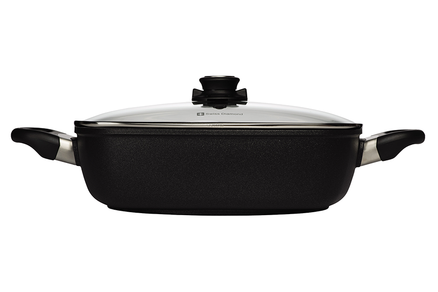 Сотейник Swiss Diamond со стеклянной крышкой, квадратный, две ручки, 28х28 см XD66282C - Вид №1