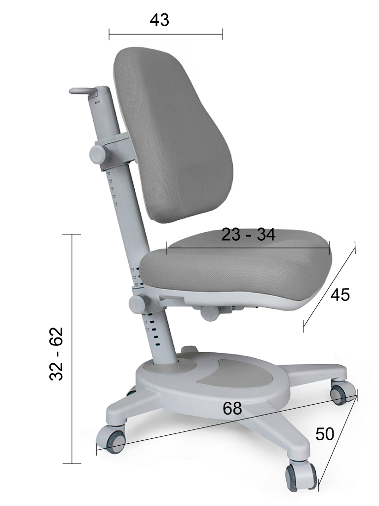 Кресло детское на колесиках серое Onyx Y-110 MEALUX  00-3947302 Серый Santreyd  - Вид №2
