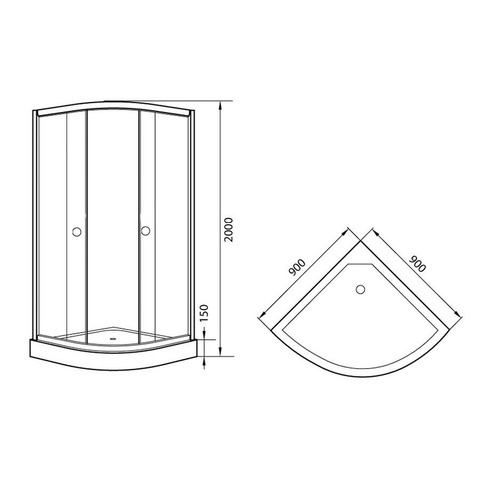 Orange E01-090TB Душевой уголок с поддоном 90х90х205. черный хром sun-id-1517258 - Вид №1