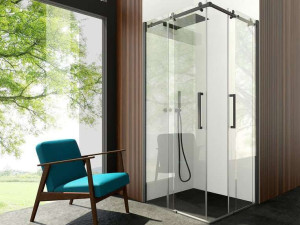 Алюминиевая и стеклянная угловая душевая кабина