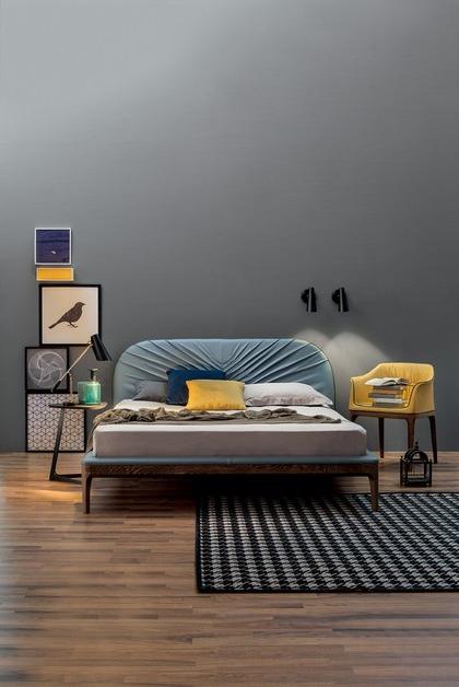 Tonin Casa Двуспальная кровать из кожи с обитым изголовьем sun-id-1487382 - Вид №3