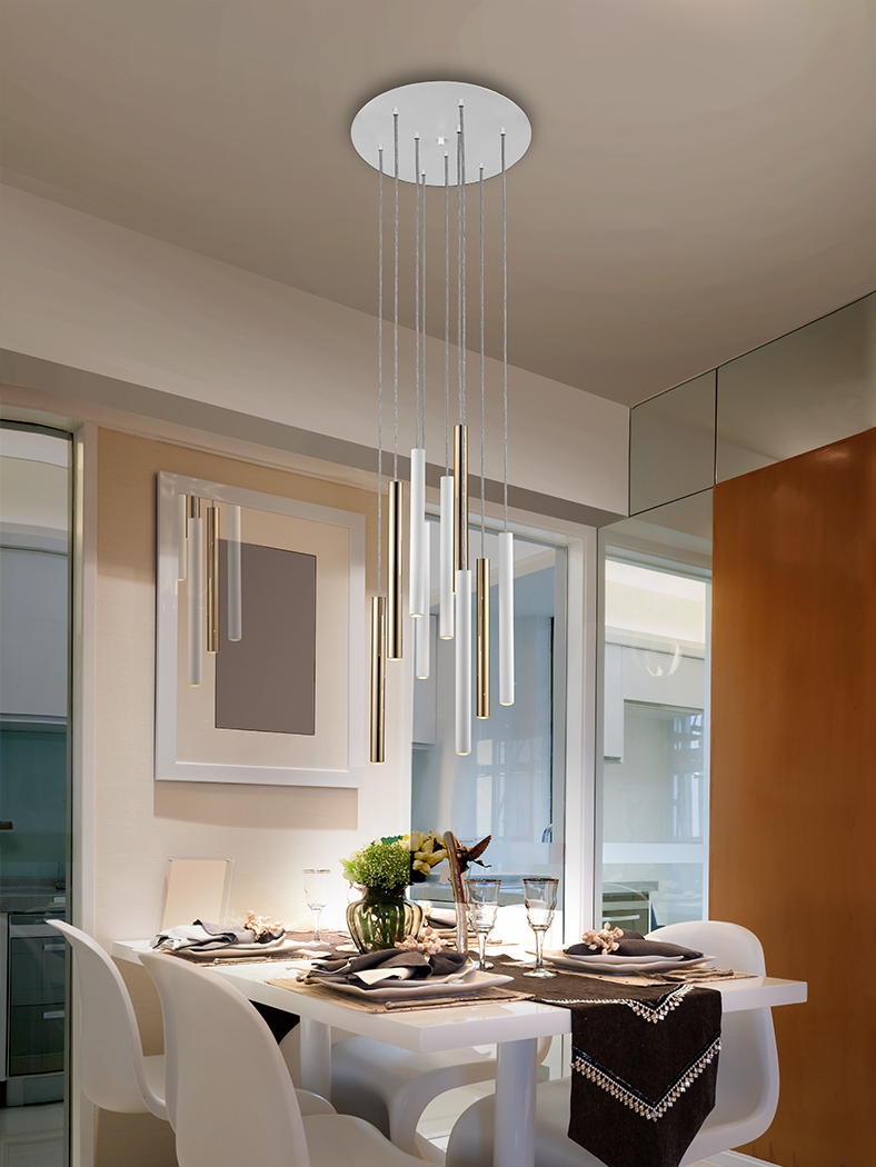 085141 Подвесной светильник 9L белый/золотой Schuller Varas 