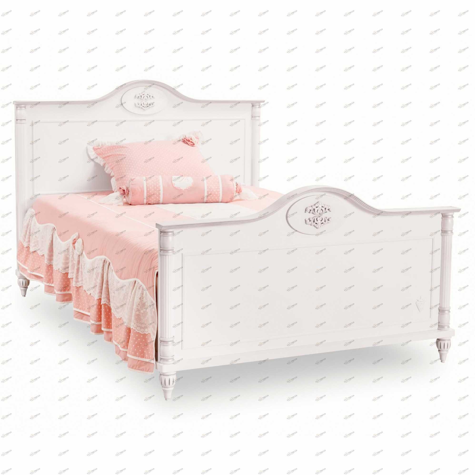 Кровать белая односпальная 100х200 см Romantic CILEK ROMANTIC 00-3832303 Белый Santreyd