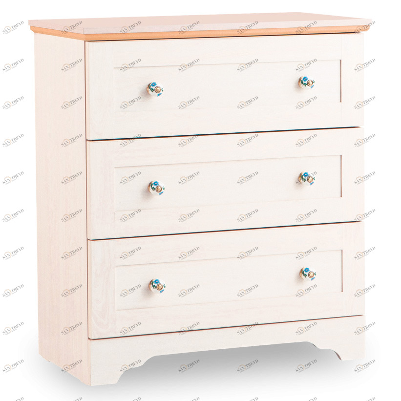 Комод деревянный с 3 ящиками беленый дуб Flower CILEK FLOWER 00-3832240 Бежевый Santreyd