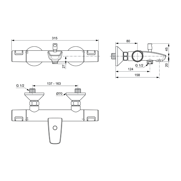 BC984AA Промо-комплект смесителей 3 в 1 Ideal Standard CERATHERM T25  - Вид №5