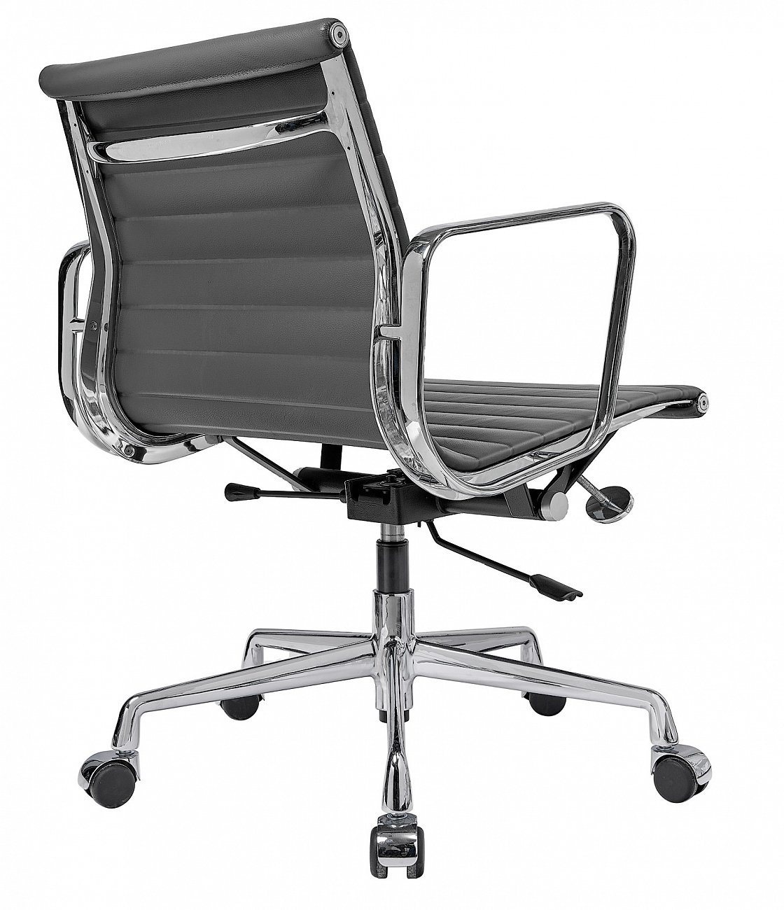 Кресло офисное кожаное графит с алюминиевыми подлокотниками Eames Style Ribbed Office Chair EA 117 SOHO DESIGN ДИЗАЙНЕРСКИЕ 00-3886258 Серый  - Вид №2