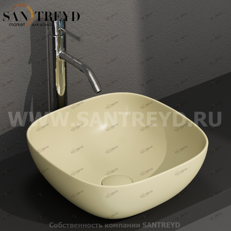 B6Q38SE Накладная раковина на столешницу  квадратная Ceramica Globo T-EDGE