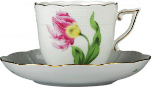 1051659 Herend Чашка кофейная с блюдцем 160мл "Китти" (розовая) Фарфор