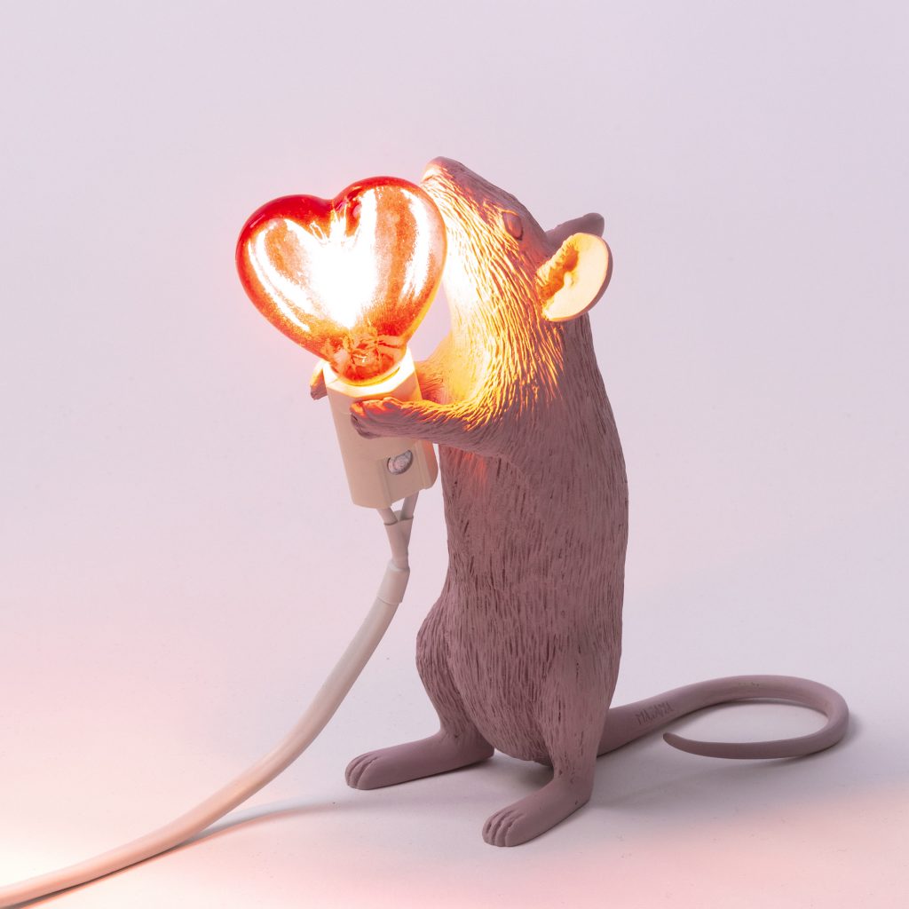 Настольная лампа 14,5х6 серая Mouse Lamp Love Edition 14884SV SELETTI ЖИВОТНЫЕ, МЫШЬ 00-3882461 Розовый  - Вид №3