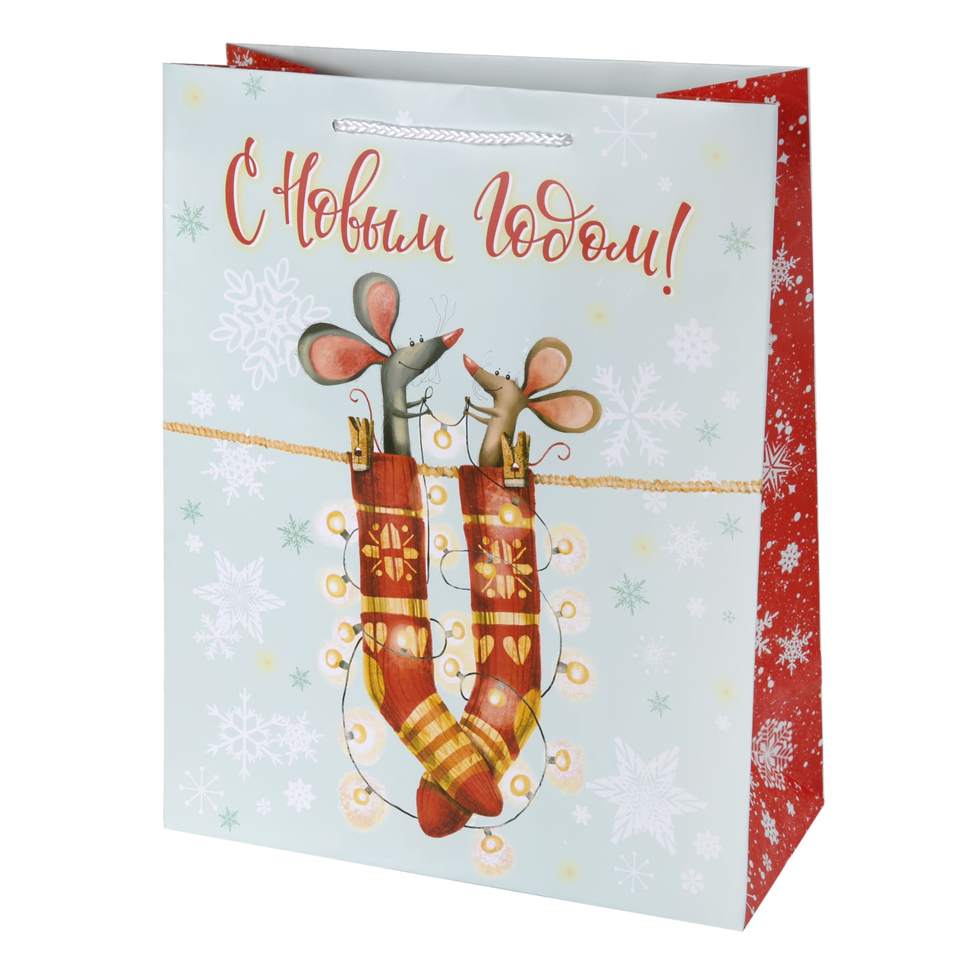 82304857 Пакет подарочный «Мышки в носках» 26x32 см Santreyd 