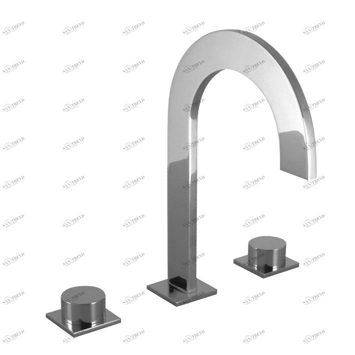Смеситель для раковины на 3 отверстия 1/2 ”. Керамические дисковые клапаны. Без аэратора. Расход 6,72 л / мин. при 3 барах.  Giro NOKEN 100046327  CHROME