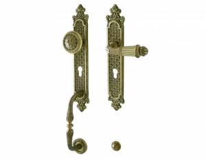 0J4607.D85.72 Комплект входной двери с замочной скважиной европрофиль 85мм правый Окисленная медь