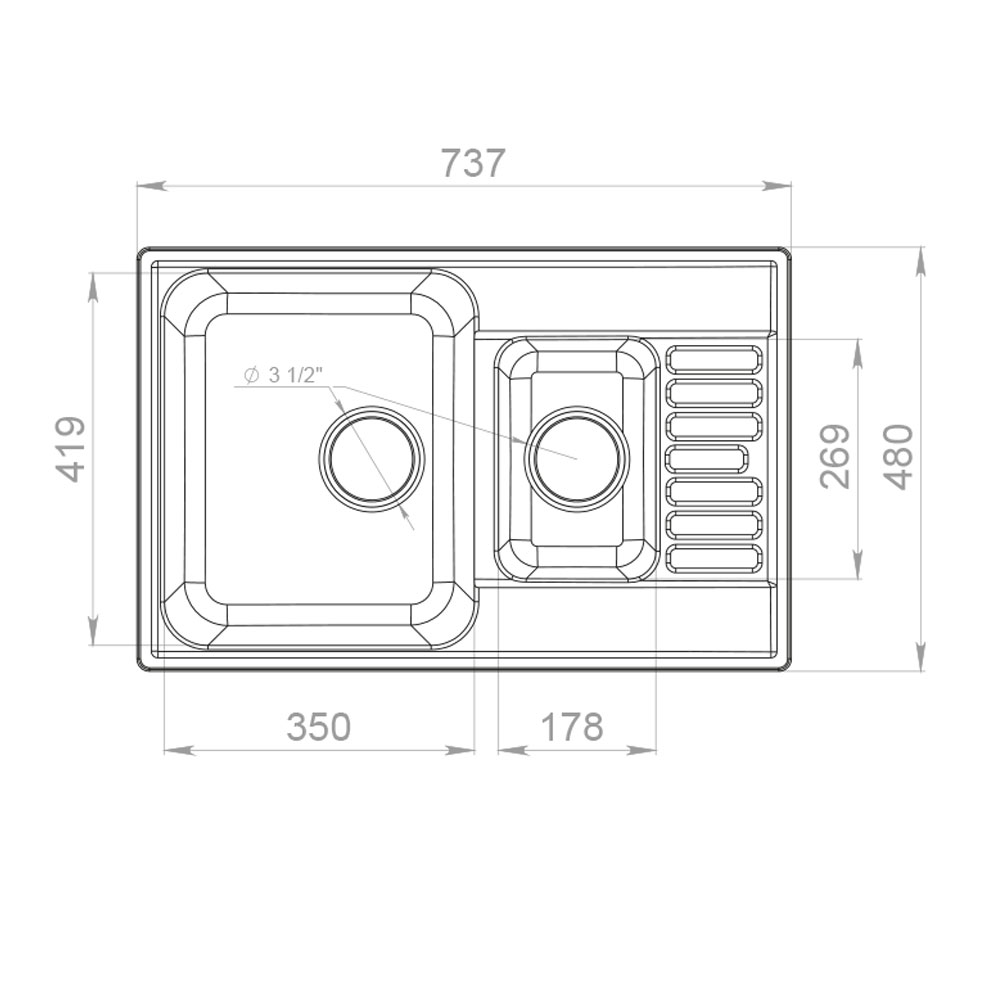 RQ377 белый Мойка кухонная прямоугольная Raiber  - Вид №1