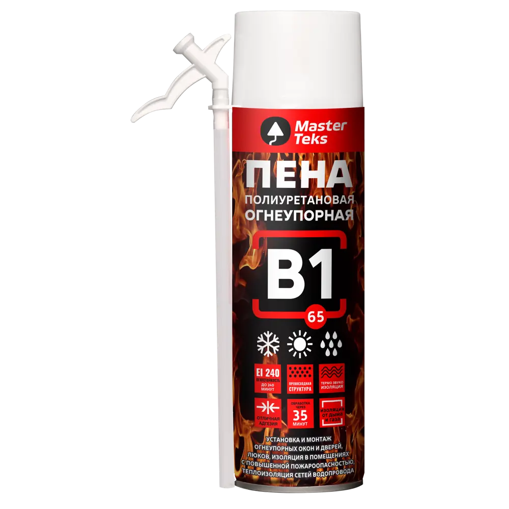 Пена монтажная бытовая Masterteks B1 огнеупорная 385 мл STLM-2113363