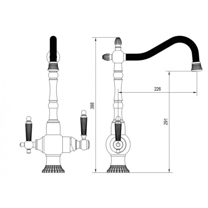 Zorg ZR-351-YF Satin Смеситель для кухни Zorg 388х226  - Вид №2