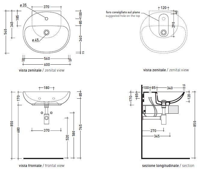 Nuda 5083 Подвесная раковина настенная овальная Ceramica Flaminia Nuda белая - Вид №1