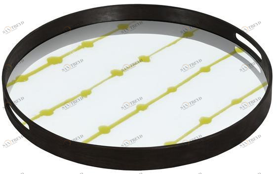 Ethnicraft Круглый поднос из дерева и стекла Gilded layers 20417