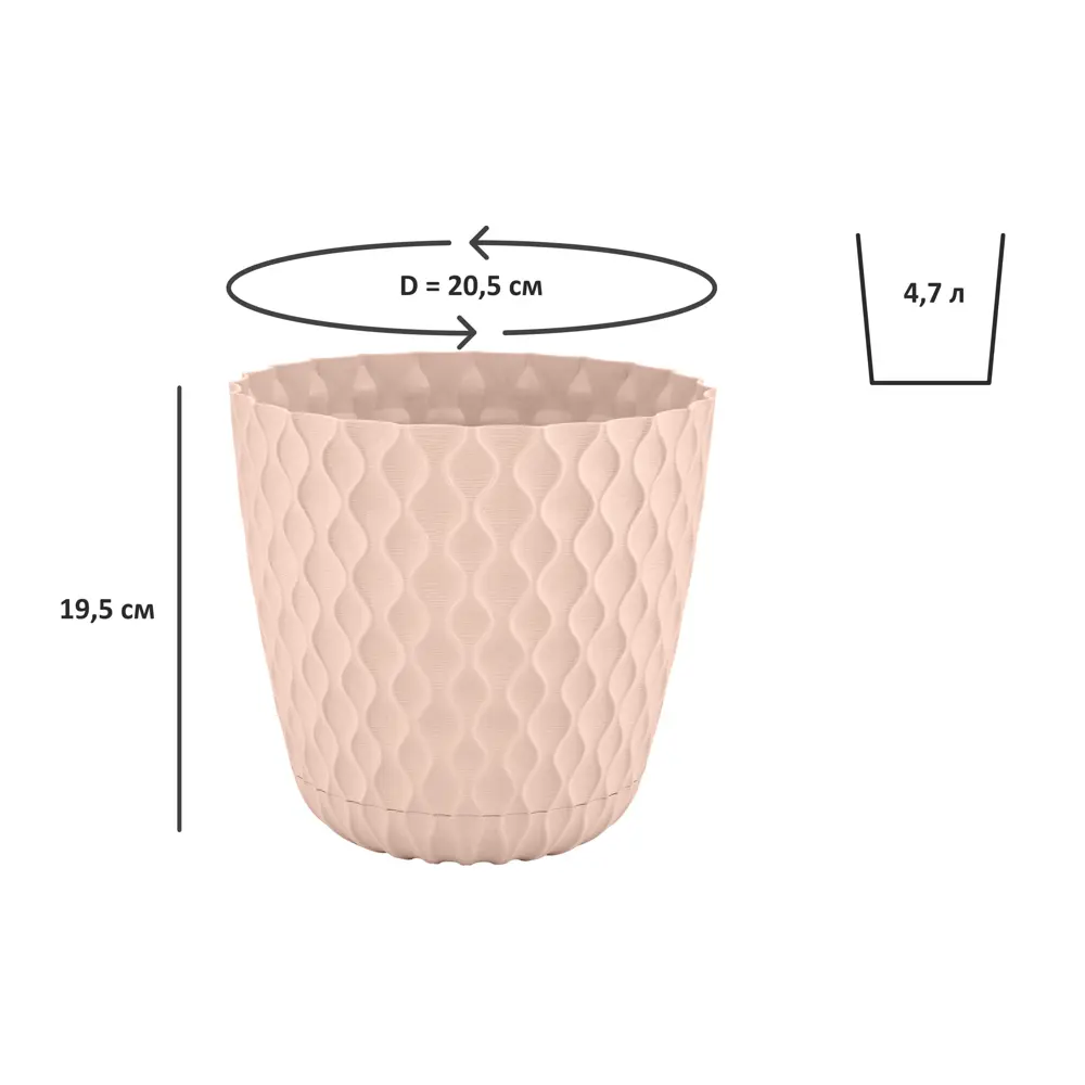 Горшок цветочный Ingreen Spring ø20.5 см 4.7 л пластик английская роза STLM-2168965 - Вид №3