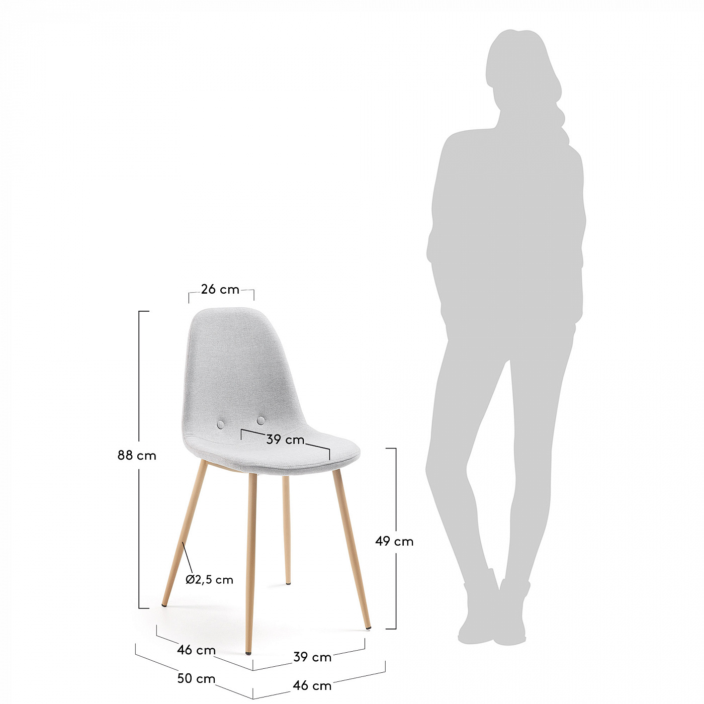 052512 Стул светло-серый La Forma Lissy  - Вид №1