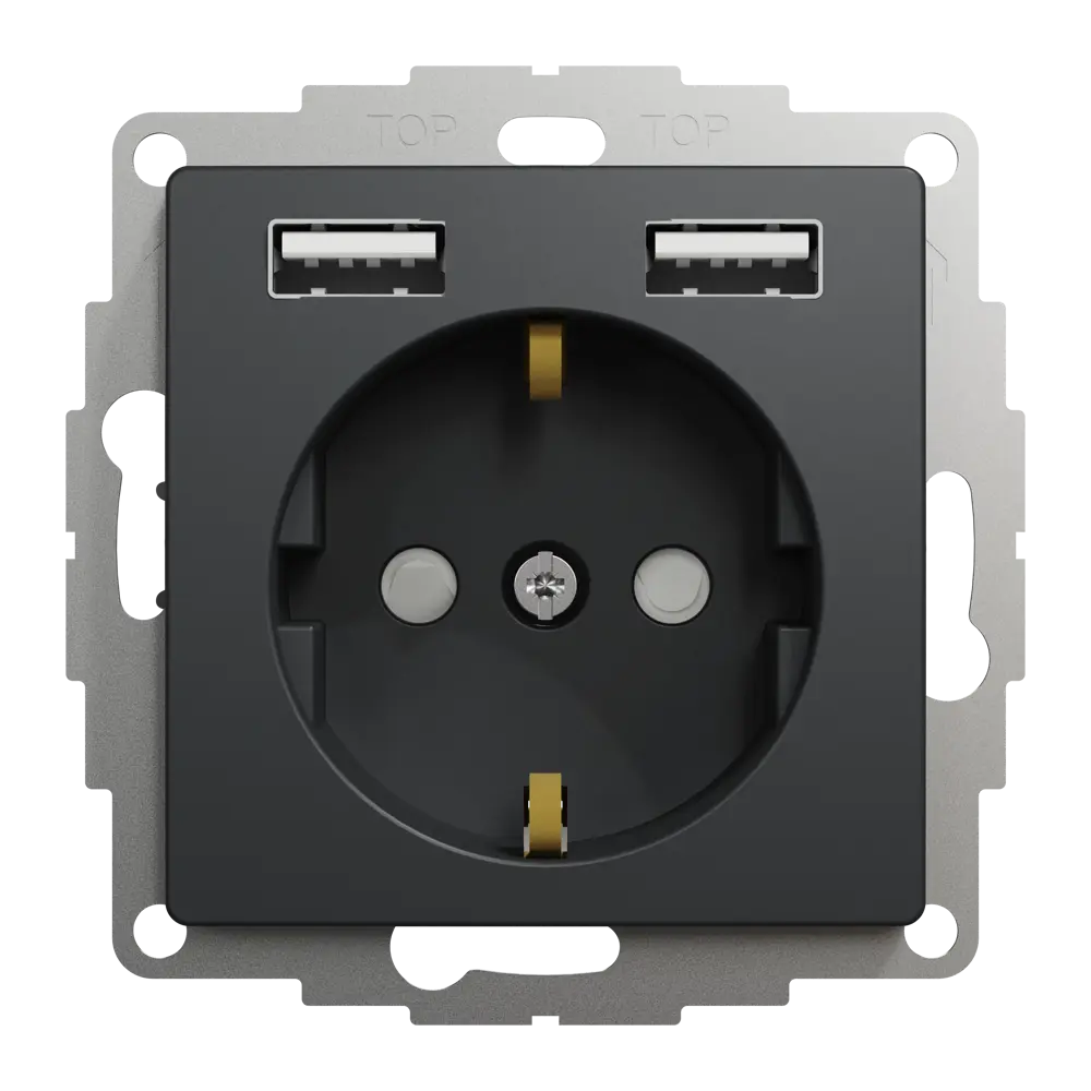 Розетка встраиваемая Systeme Electric Sedna Design с заземлением разъем USB, цвет антрацит 84826868 STLM-2032555