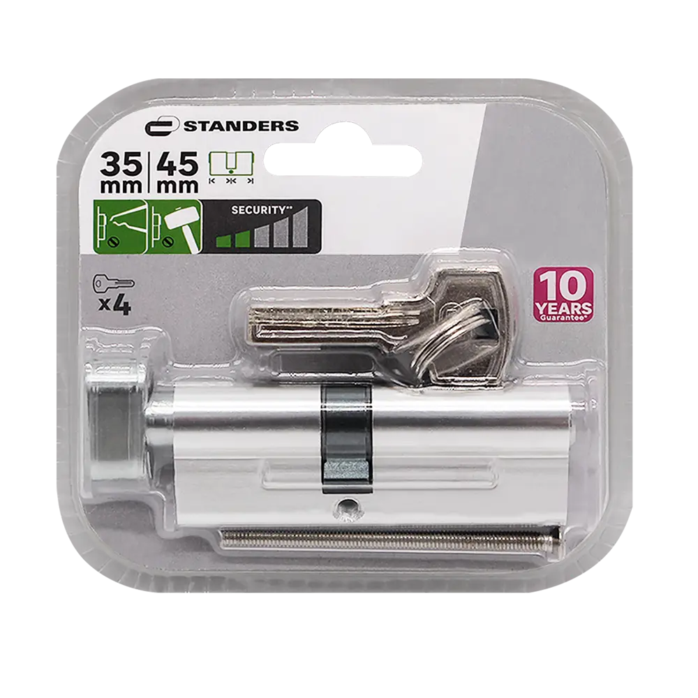 Цилиндр дверной STANDERS ключ-вертушка 35+45 мм хромированный 82625282 STLM-0032170 - Вид №2