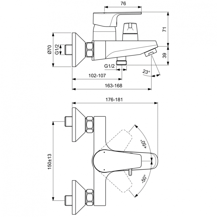 BC494AA Смеситель для ванны/душа CERAFINE MODEL D Ideal Standard CERAFINE D - Вид №6