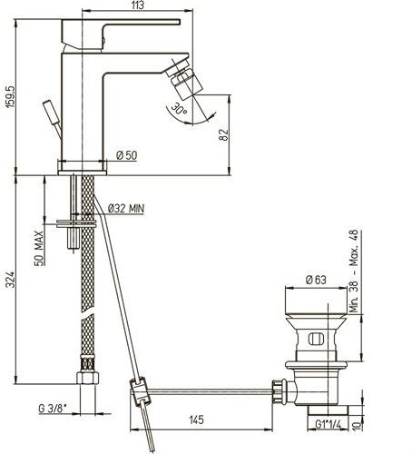 Paini Dax-R 84PZ306R смеситель для биде  - Вид №2